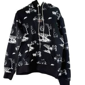 Well Known Studios Black & White Swan Hoodie Size Large